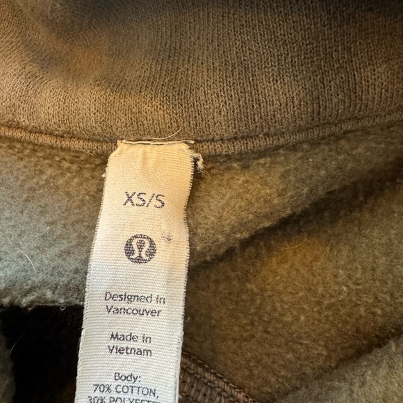 Lululemon Oversized Scuba Funnel Neck Half Zip XS/S Olive Green Pullover - Picture 6 of 6